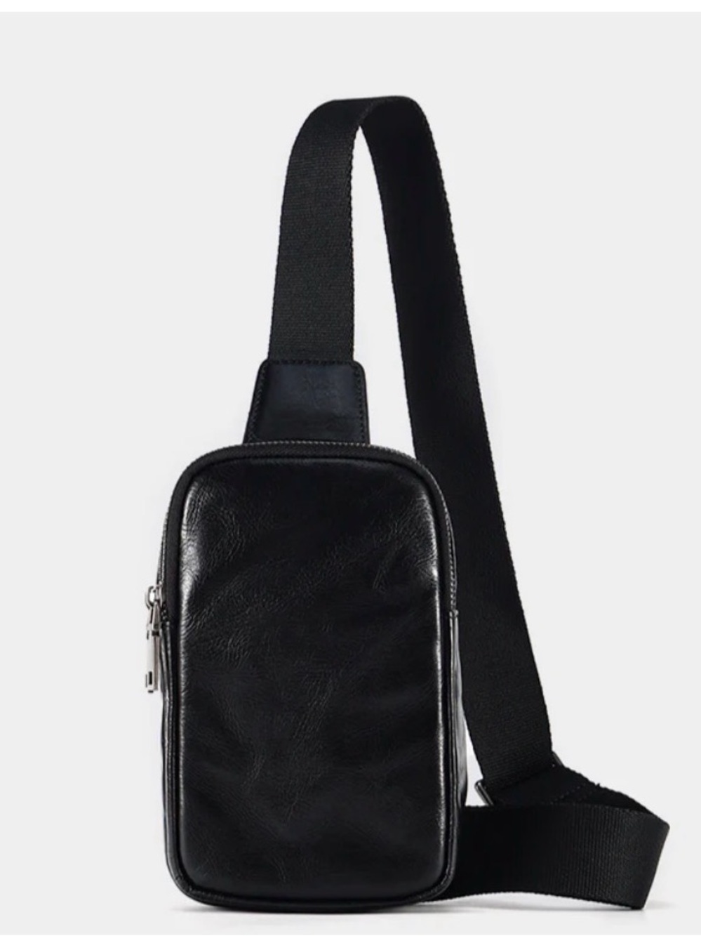 The Good Leather Co- Men's Black Leather Sling Bag/Crossbody